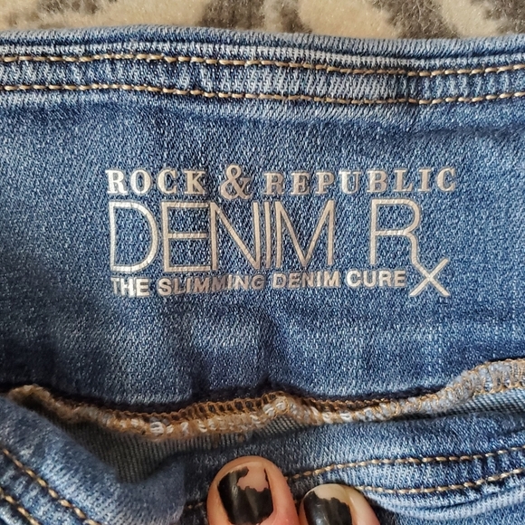 Rock  & Republic  Demin slimming denim crop Pull on denim leggings jeans.sz16 - Picture 2 of 8